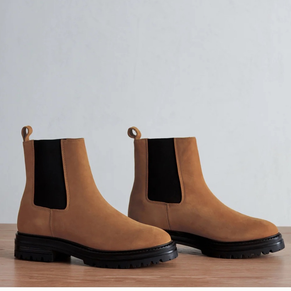 Jenni Kayne Brooklyn Lug Boot - walnut, Chelsea Boots w Stacked Heel